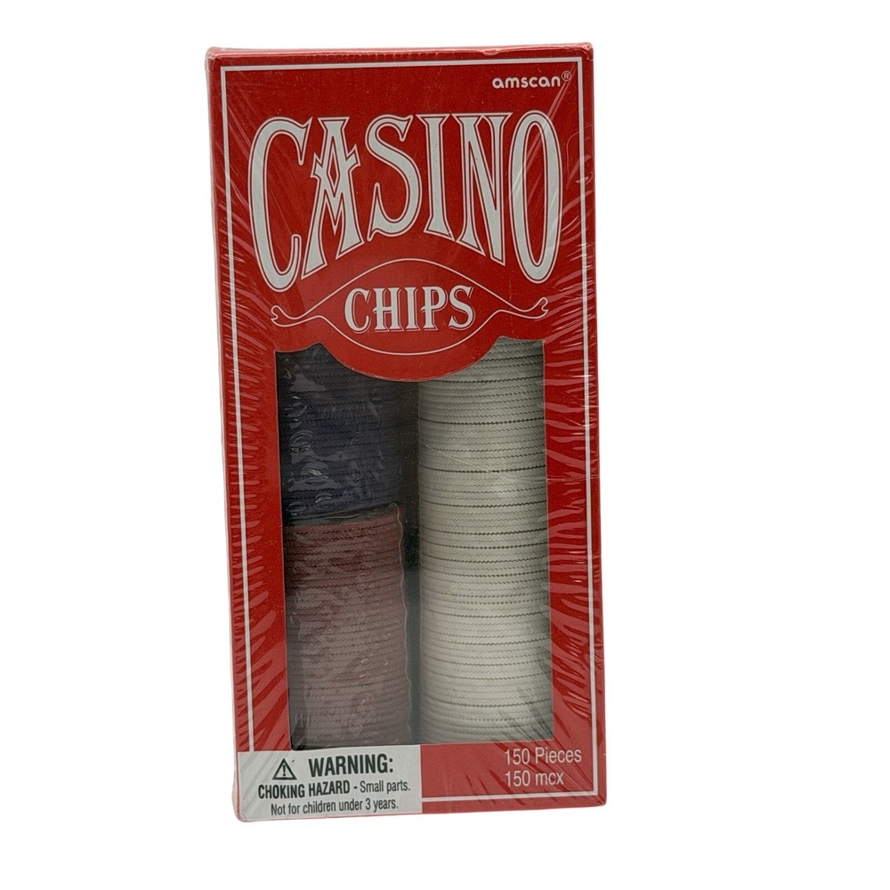 Amscan 150 Piece Casino Poker Chips Plastic Sealed New‎